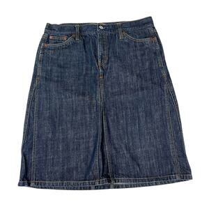 Gap Jeans Pencil Skirt Denim Dark Wash High Rise Waist Midi Skirt Women's Casual